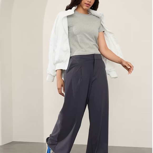 Athleta Charcoal Wide Leg Pants - Picture 2 of 4